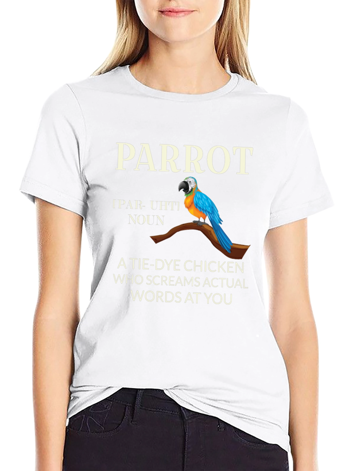 Parrot Tie Dye Chicken Graphic T-Shirt