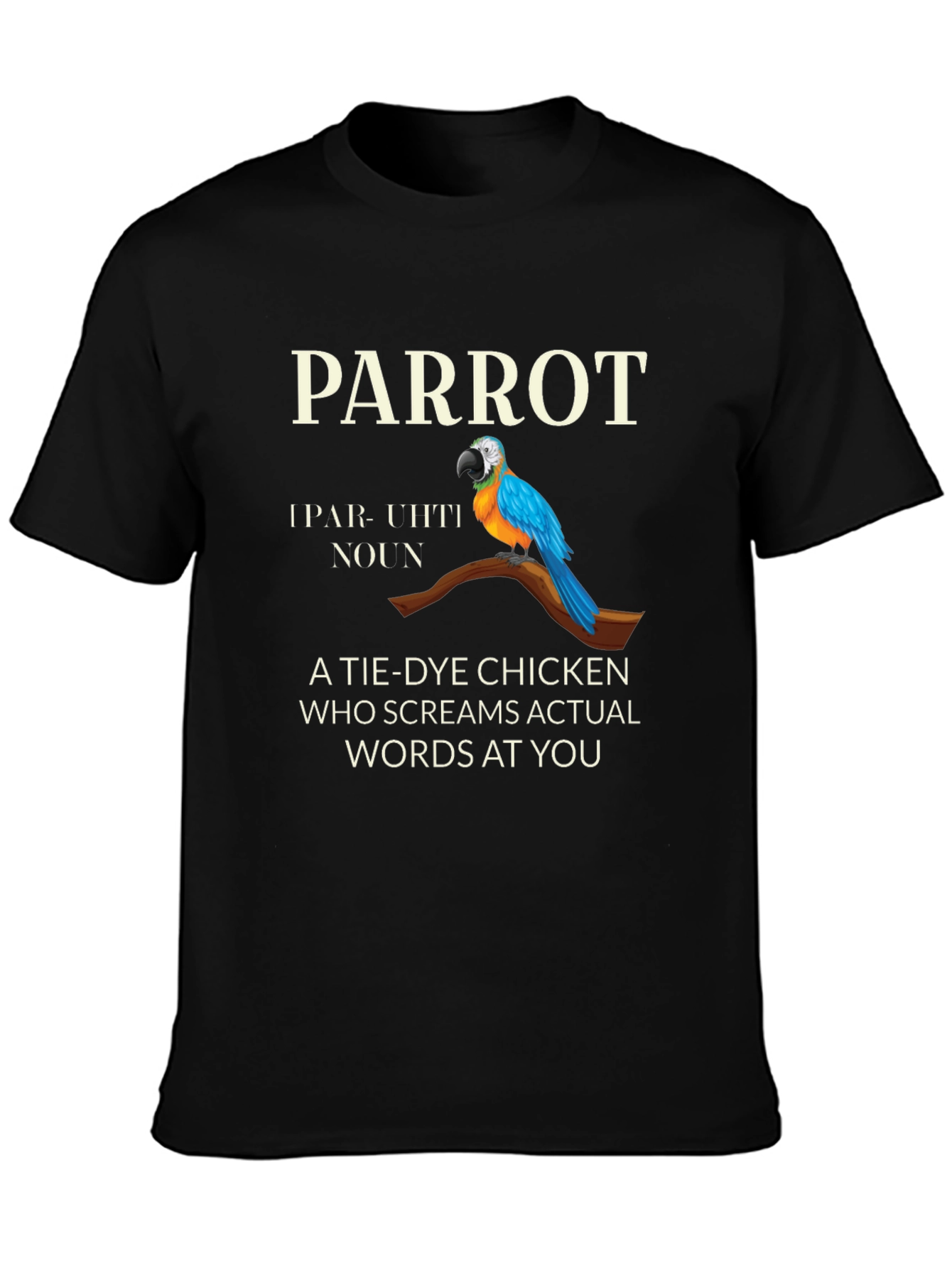 Parrot Tie Dye Chicken Graphic T-Shirt
