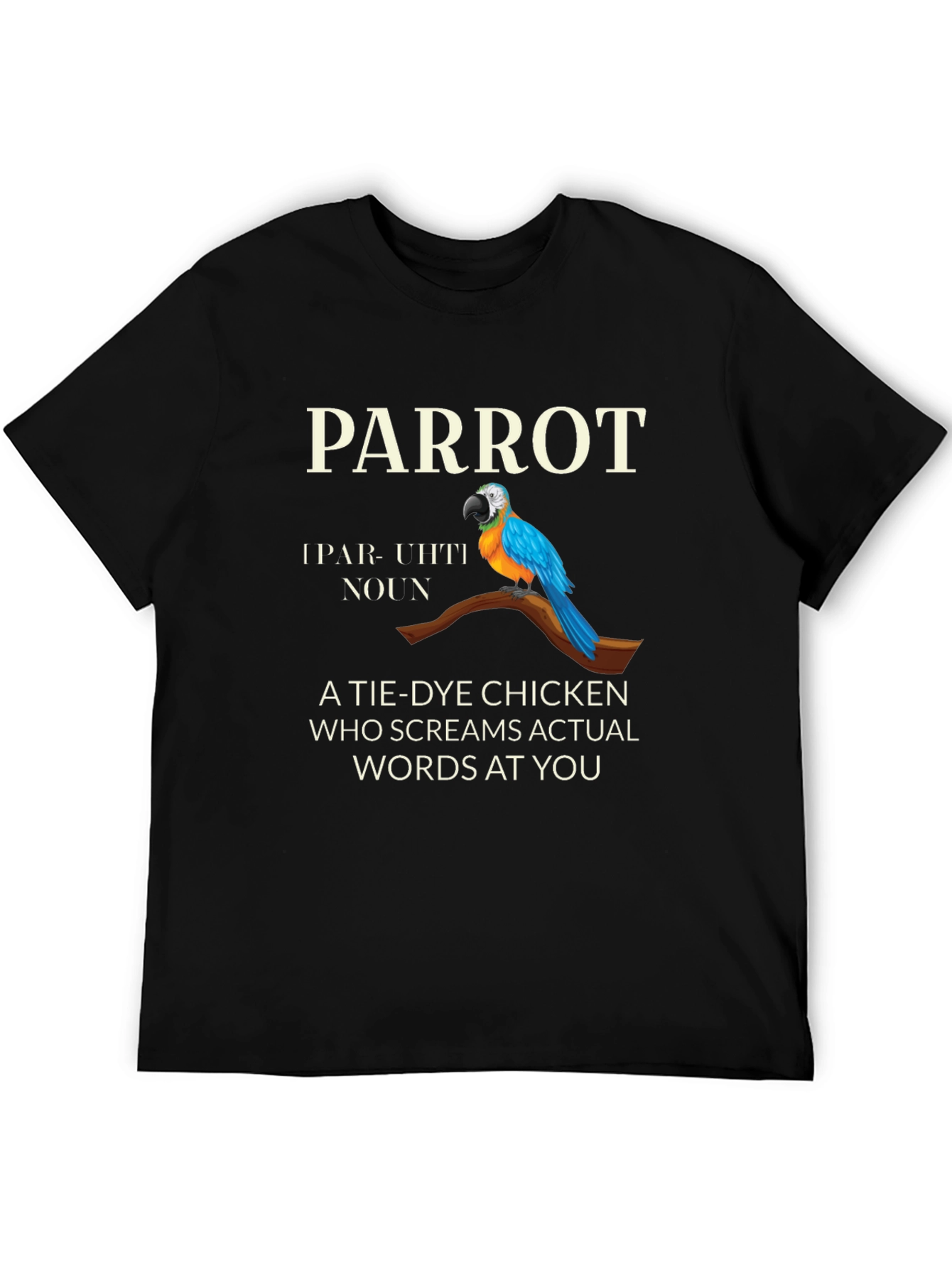 Parrot Tie Dye Chicken Graphic T-Shirt