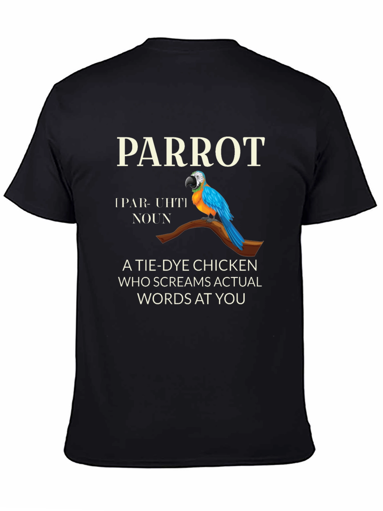 Parrot Tie Dye Chicken Graphic T-Shirt