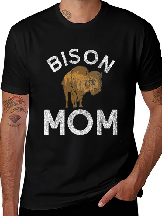 Bison Mom Graphic Tee - Black Cotton T-Shirt