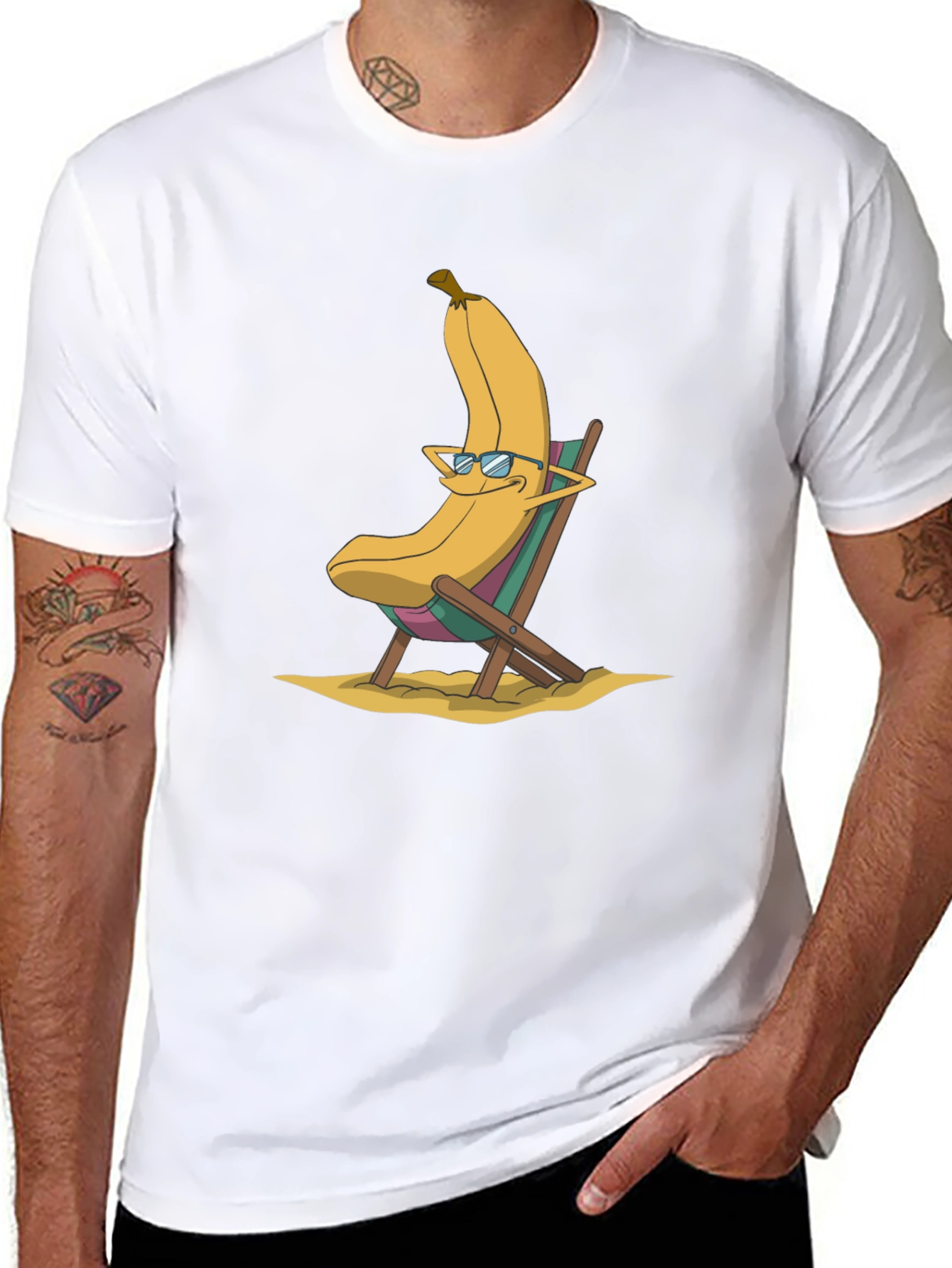 Banana Beach Relaxation T-Shirt - Cool Cartoon Design