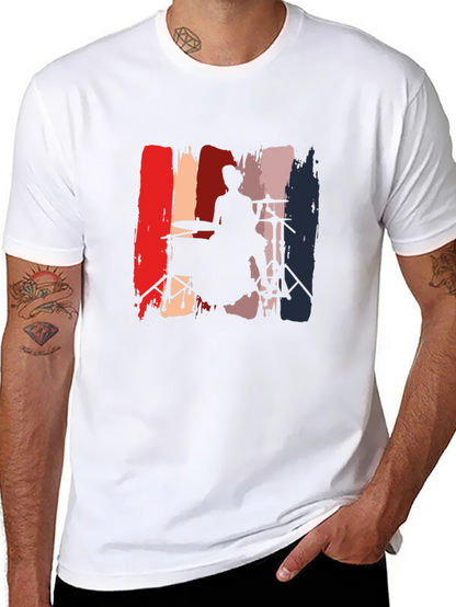 Drummer Silhouette Graphic Tee - Black Casual T-Shirt