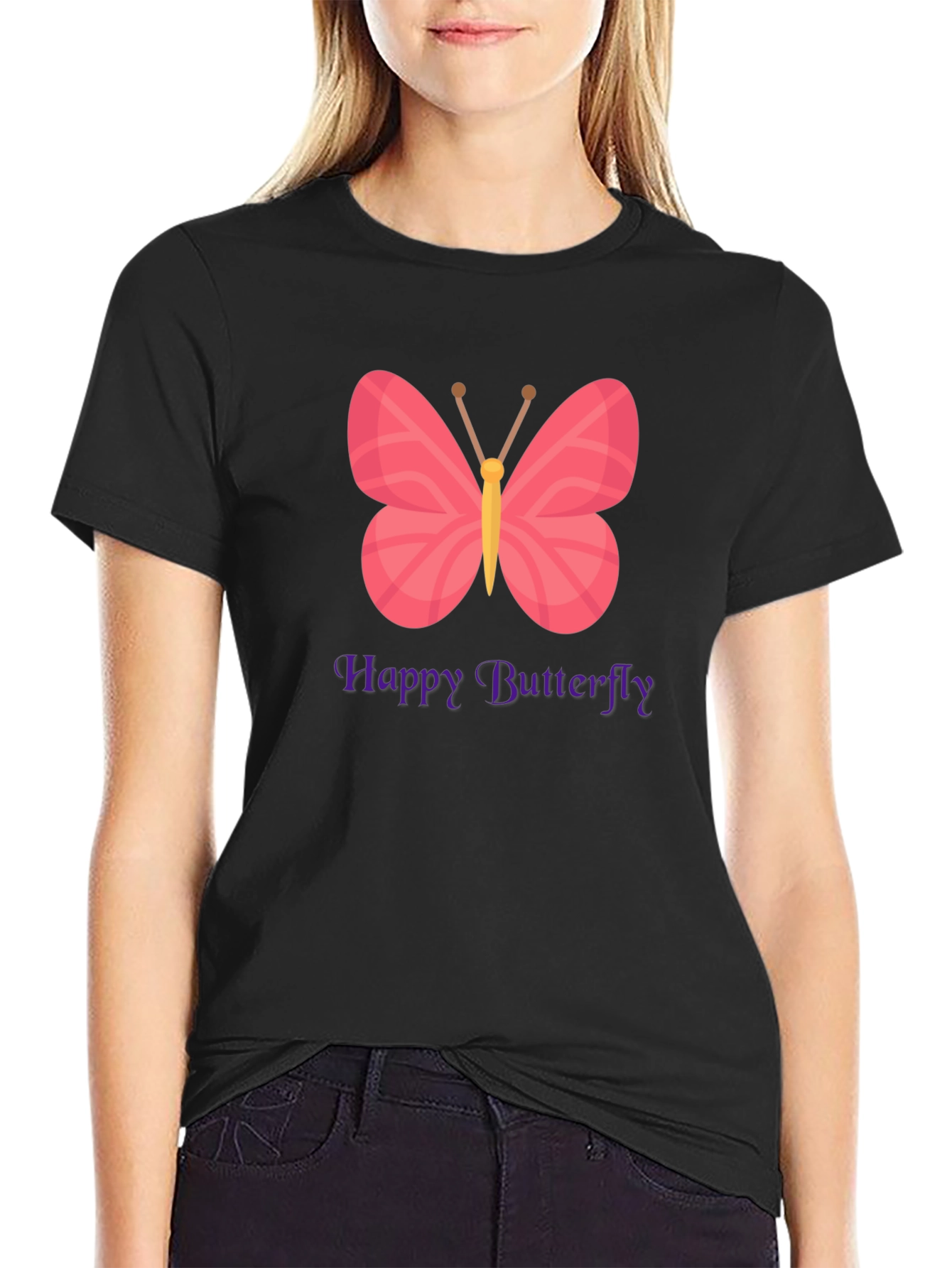 Happy Butterfly Graphic T-Shirt
