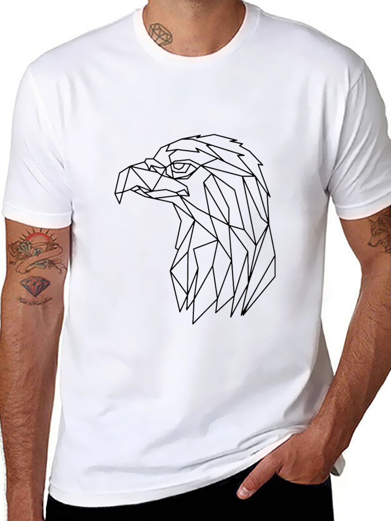 Geometric Eagle Graphic Tee - Stylish Black T-Shirt