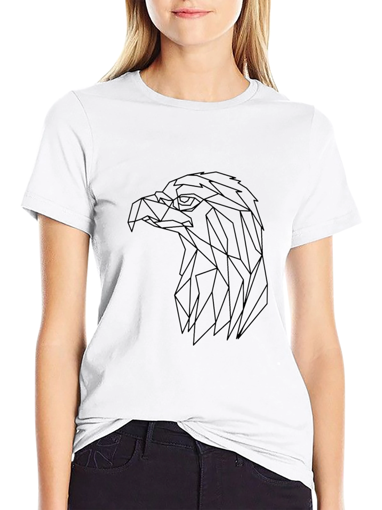 Geometric Eagle Graphic Tee - Stylish Black T-Shirt