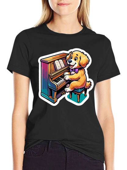 Dog Playing Piano T-Shirt