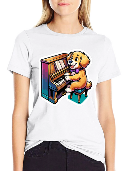 Dog Playing Piano T-Shirt