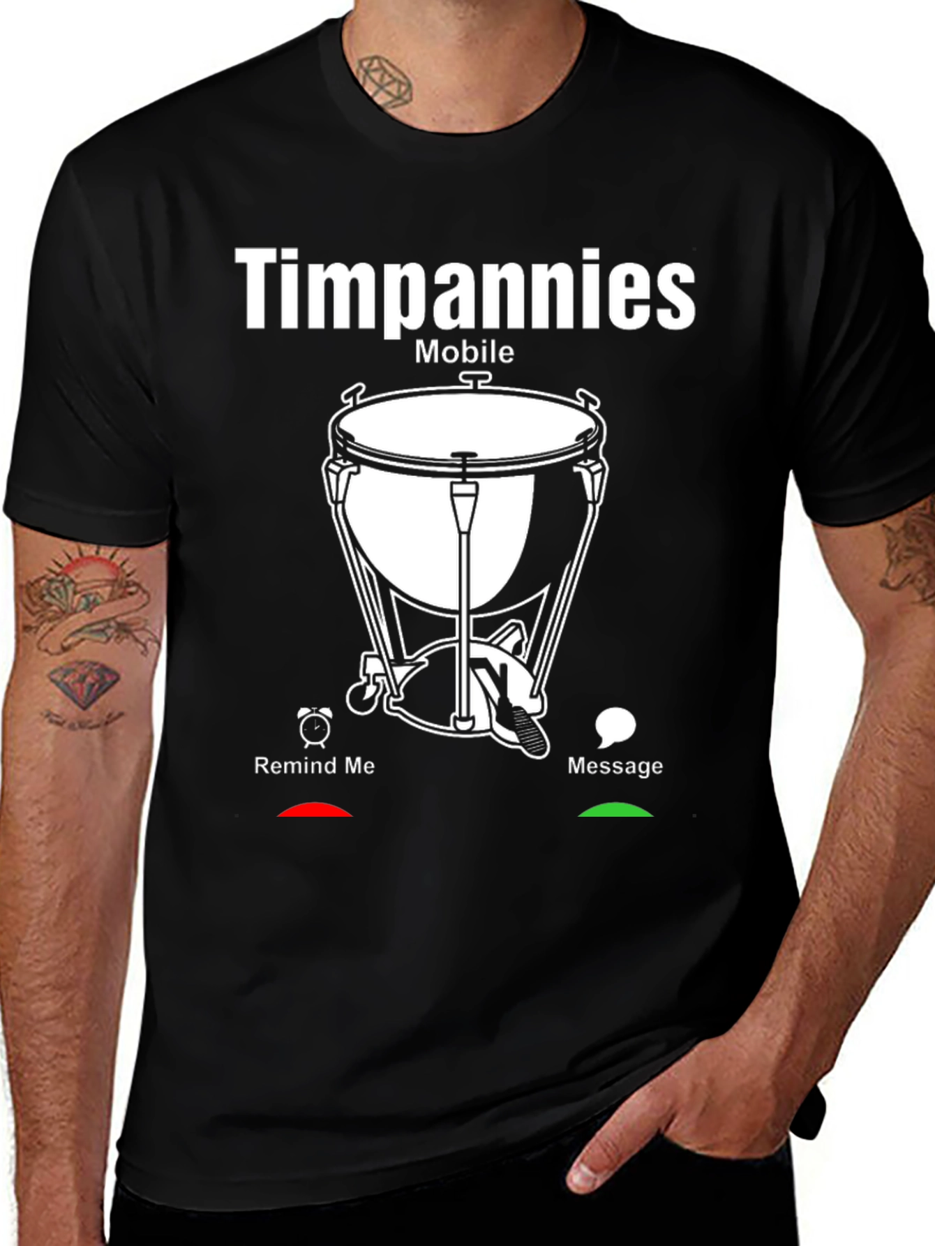 Timpani Mobile Black Graphic Tee - Music Lovers Shirt