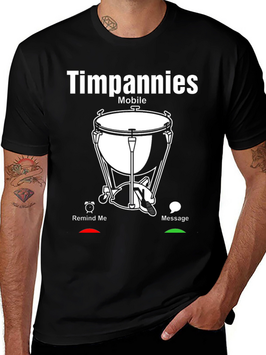 Timpani Mobile Black Graphic Tee - Music Lovers Shirt