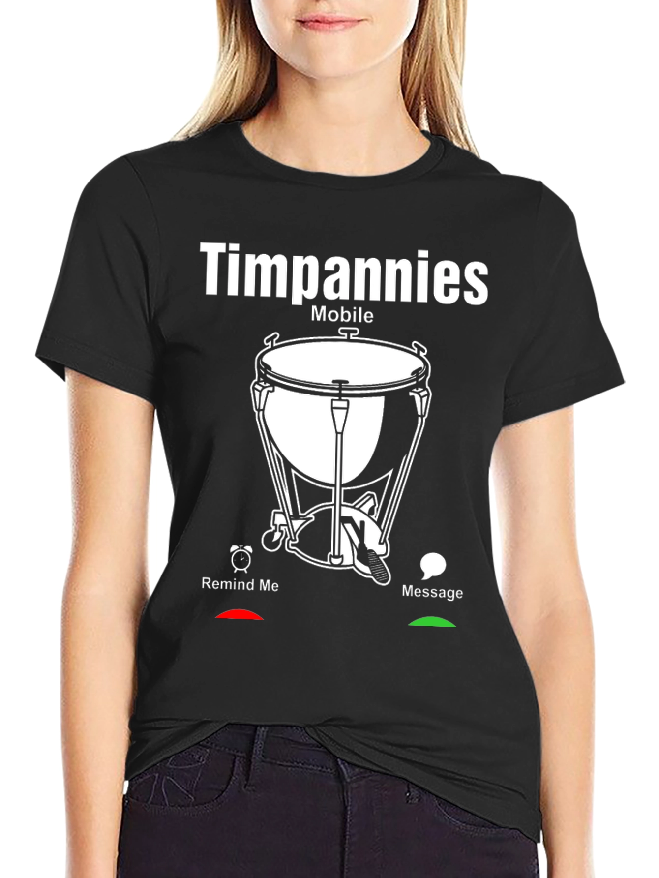 Timpani Mobile Black Graphic Tee - Music Lovers Shirt