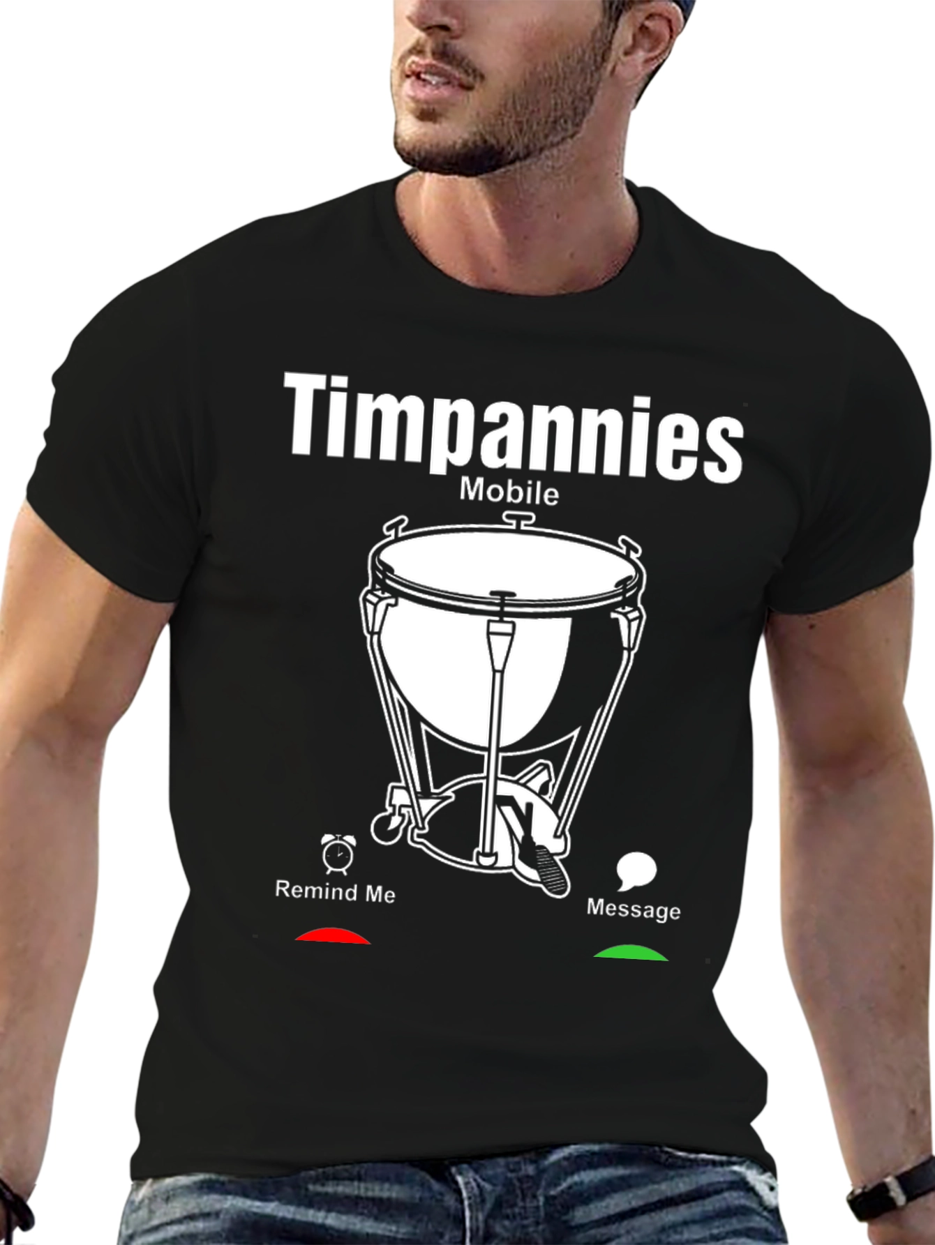 Timpani Mobile Black Graphic Tee - Music Lovers Shirt
