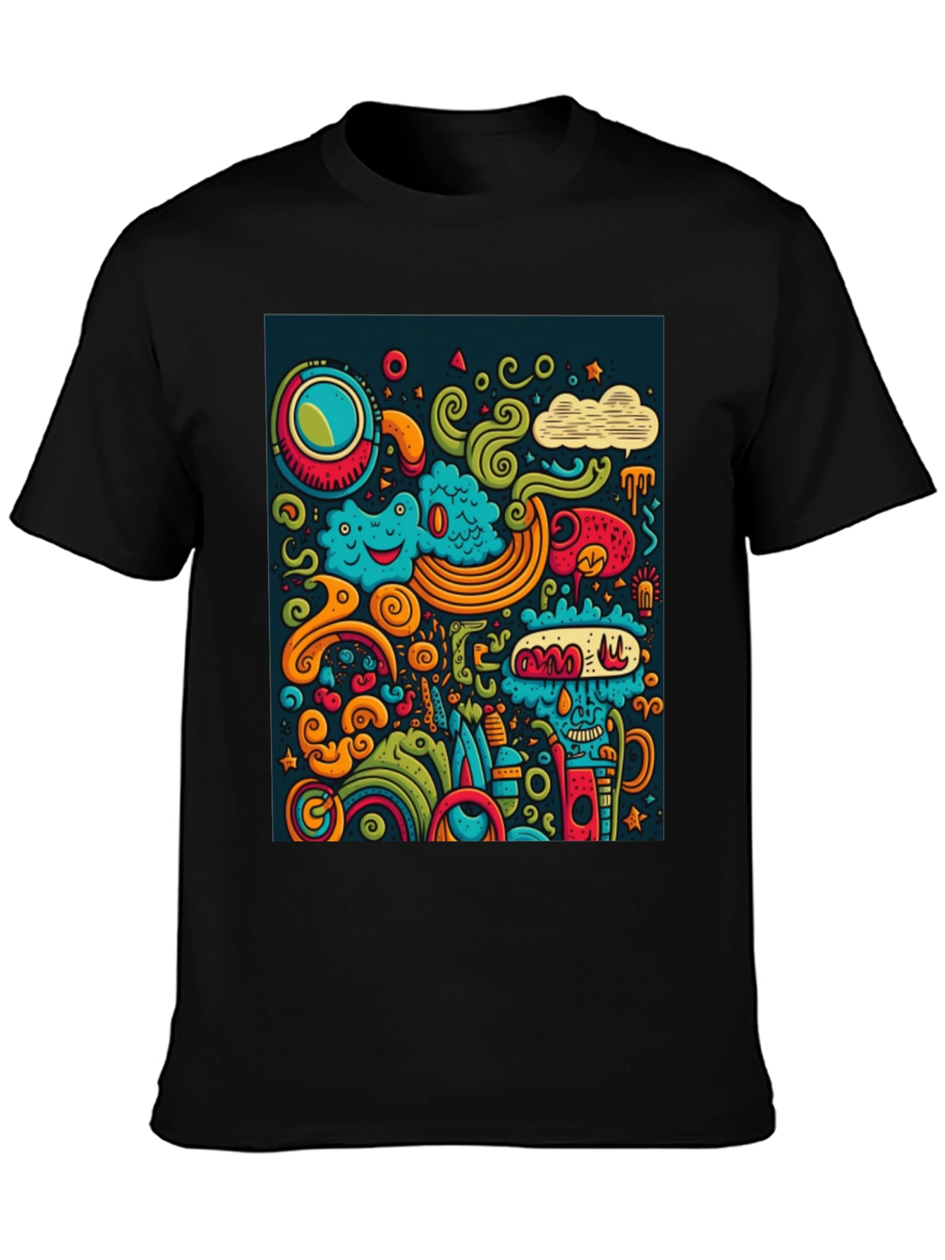 Funky Doodle Art Black T-Shirt