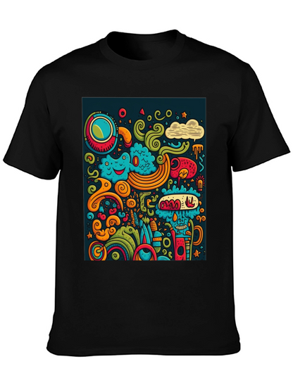 Funky Doodle Art Black T-Shirt