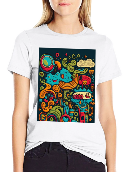 Funky Doodle Art Black T-Shirt