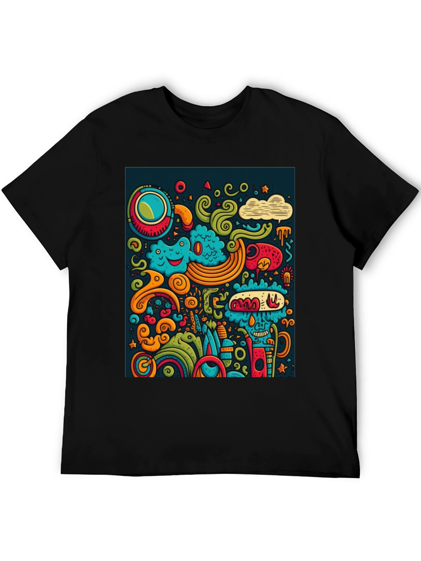 Funky Doodle Art Black T-Shirt