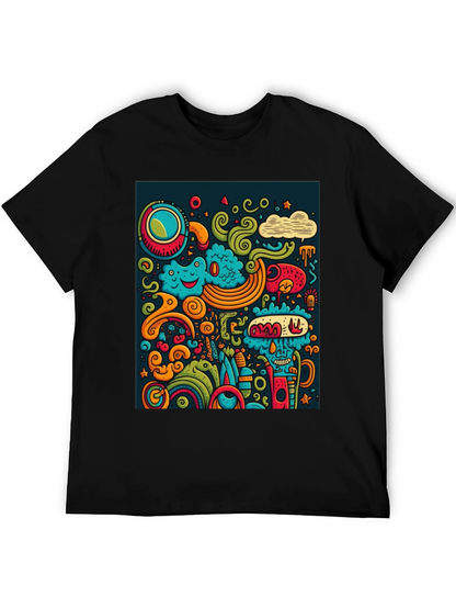 Funky Doodle Art Black T-Shirt