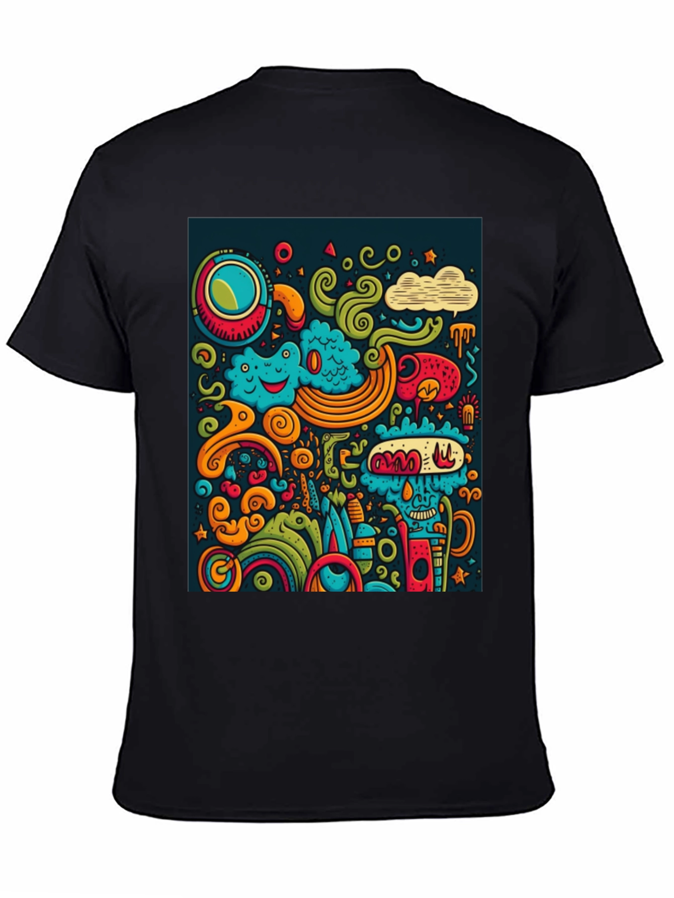 Funky Doodle Art Black T-Shirt