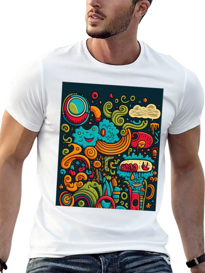 Funky Doodle Art Black T-Shirt