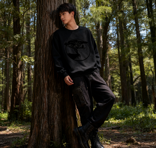 Nature-Inspired Owl & Tree Graphic Sweatshirt (Unisex)