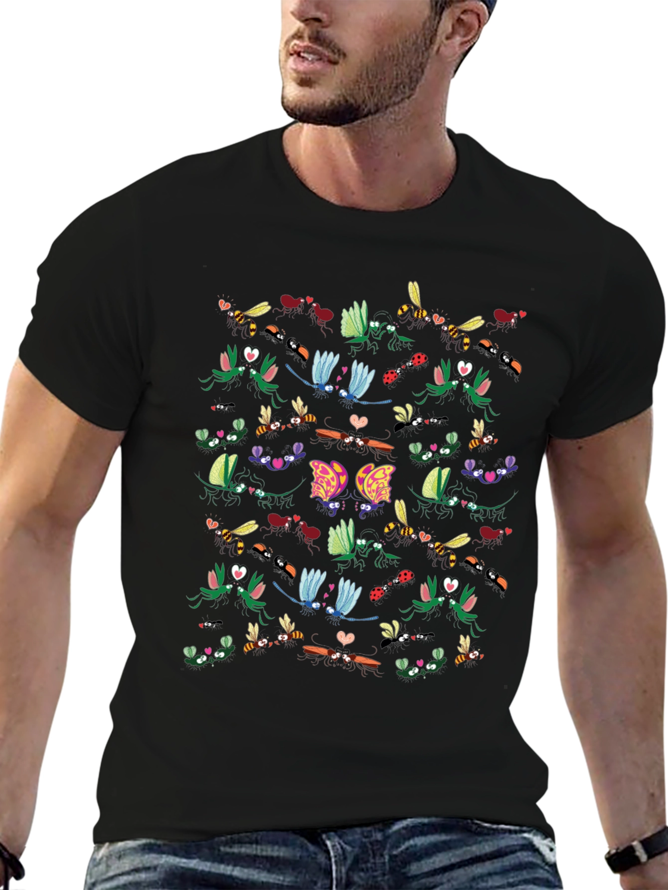 Insect Love Graphic Tee - Black Cotton Blend