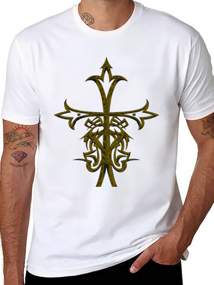 Gothic Cross Graphic Print Black T-Shirt
