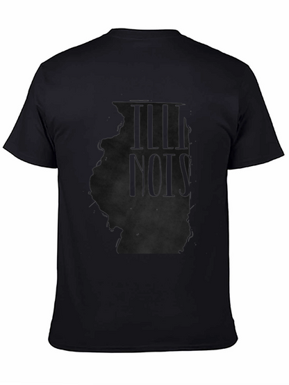 Illinois State Outline Mens Black T-Shirt