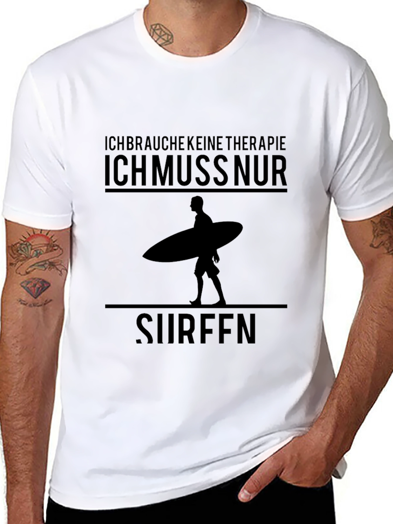 Ich Muss Nur Surfen Graphic Tee - Black