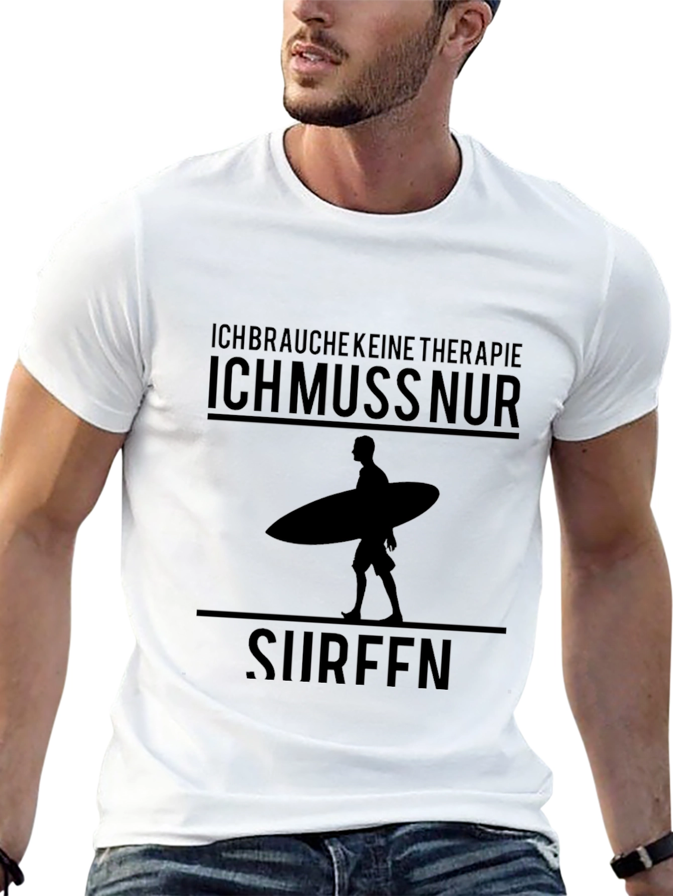 Ich Muss Nur Surfen Graphic Tee - Black