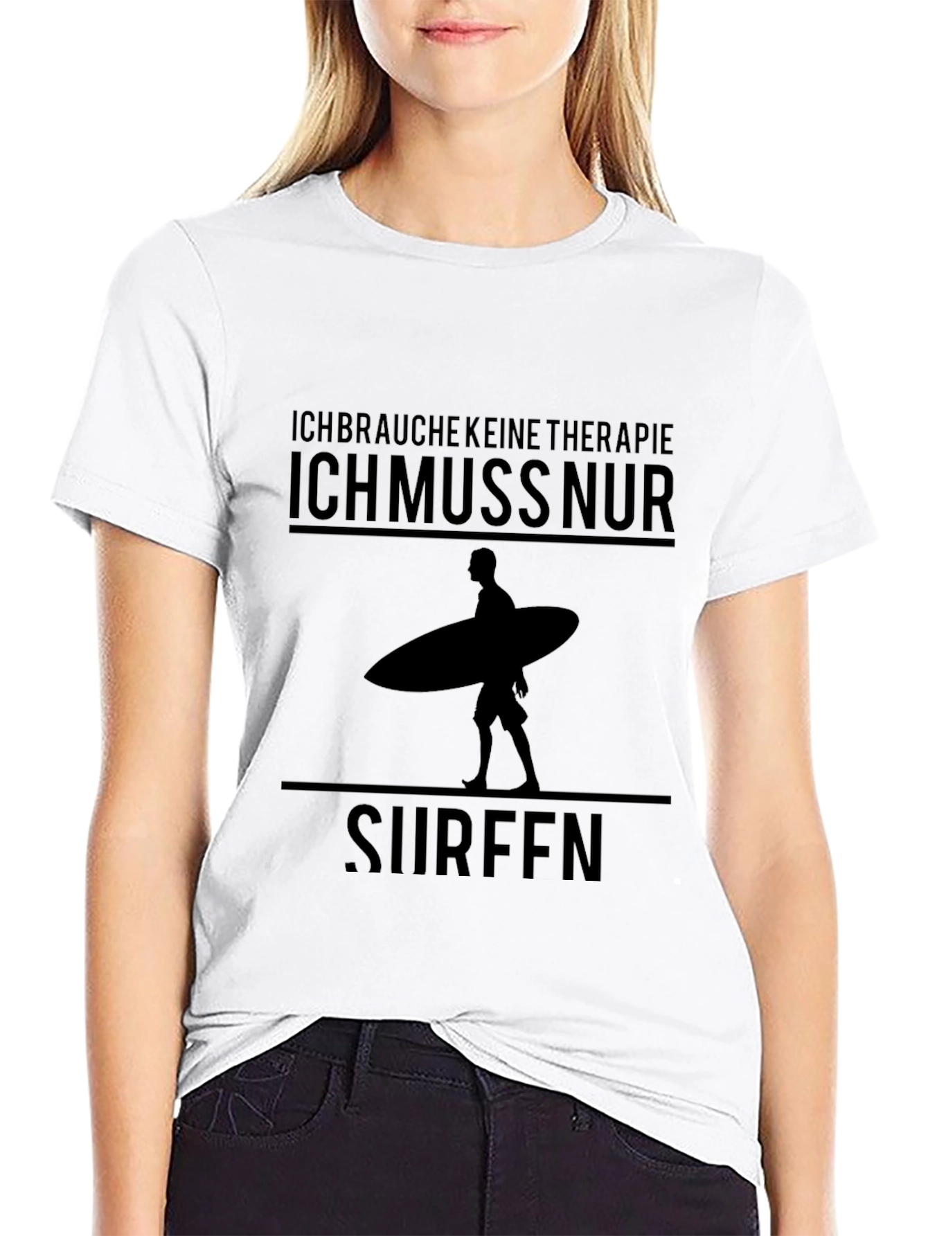 Ich Muss Nur Surfen Graphic Tee - Black