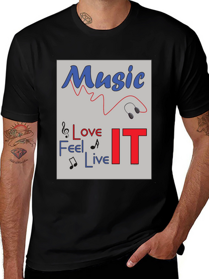 Music Lover Graphic Tee - Feel Love Live IT