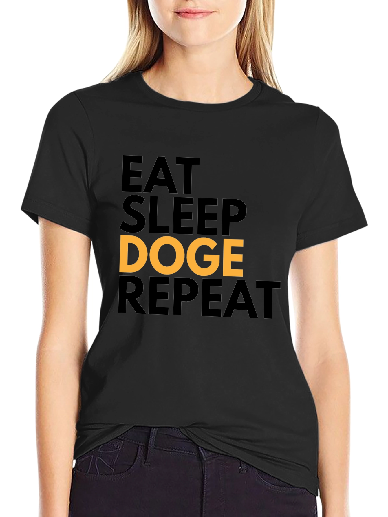 Eat Sleep Doge Repeat Black T-Shirt