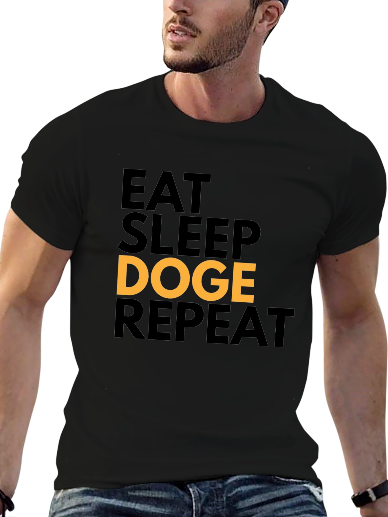 Eat Sleep Doge Repeat Black T-Shirt