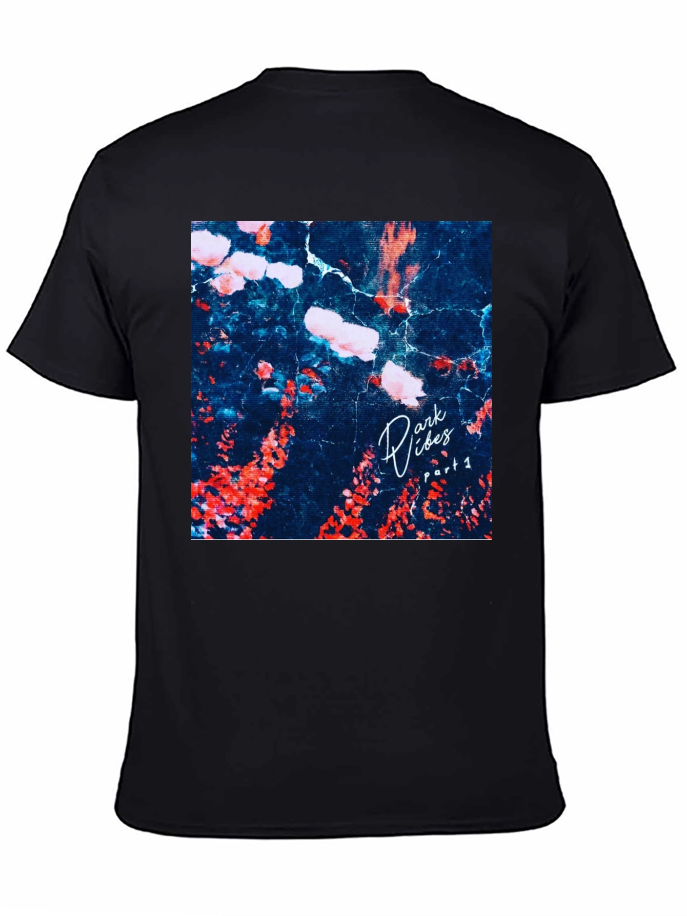 Dark Vibes Graphic Tee - Black Cotton Casual