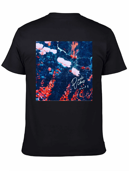 Dark Vibes Graphic Tee - Black Cotton Casual