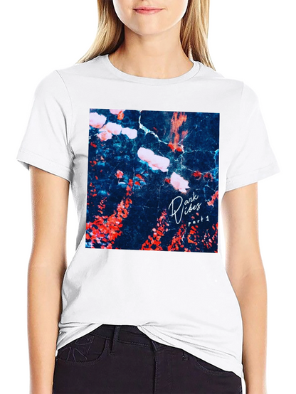 Dark Vibes Graphic Tee - Black Cotton Casual