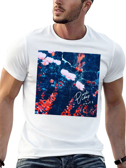 Dark Vibes Graphic Tee - Black Cotton Casual