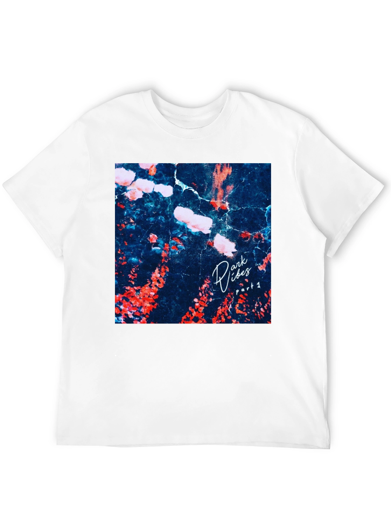 Dark Vibes Graphic Tee - Black Cotton Casual
