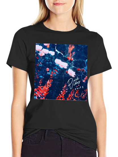 Dark Vibes Graphic Tee - Black Cotton Casual