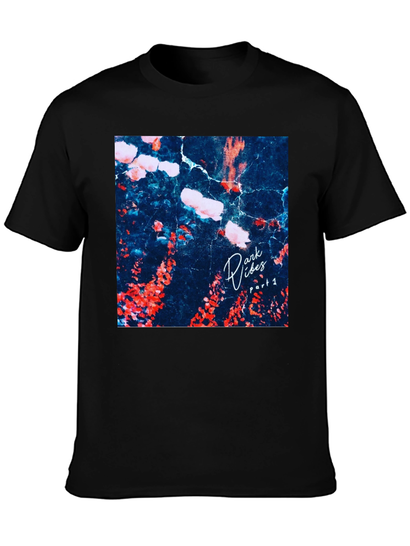 Dark Vibes Graphic Tee - Black Cotton Casual