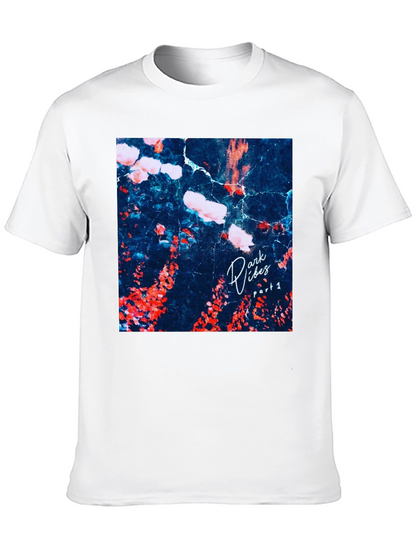 Dark Vibes Graphic Tee - Black Cotton Casual