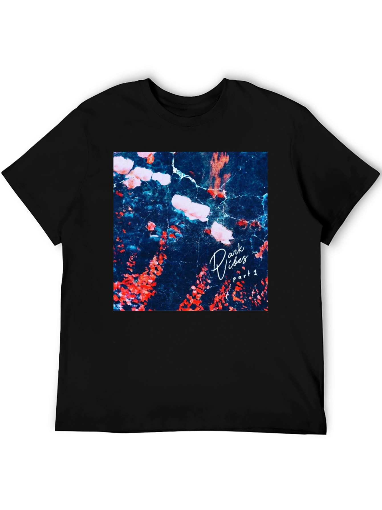 Dark Vibes Graphic Tee - Black Cotton Casual