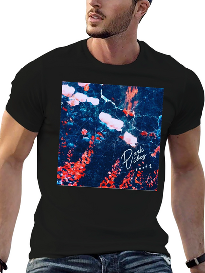 Dark Vibes Graphic Tee - Black Cotton Casual