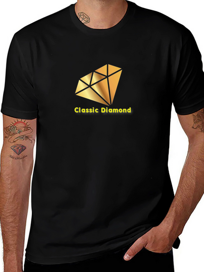 Classic Diamond Graphic Tee - Black Cotton T-Shirt