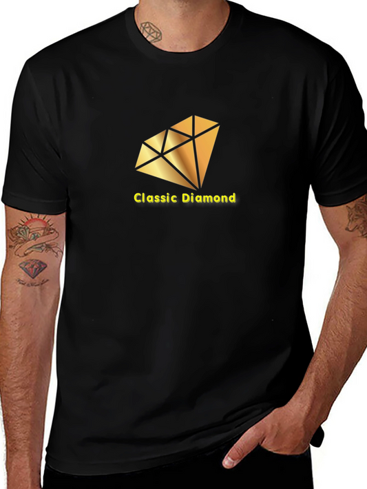 Classic Diamond Graphic Tee - Black Cotton T-Shirt