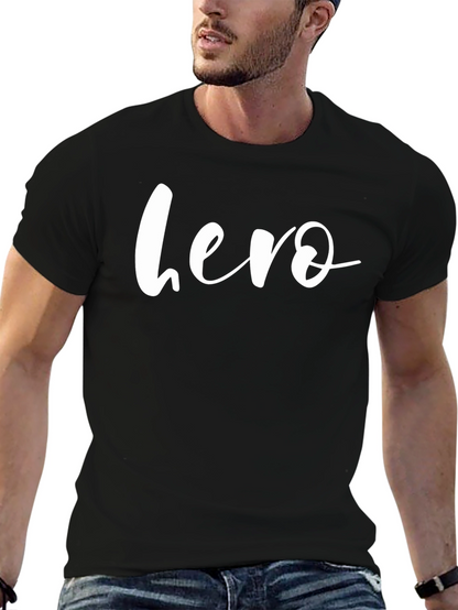 Stylish Black T-Shirt with Hero Print