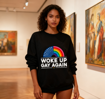 Rainbow Flag + USA "Woke Up Gay Again" Unisex Sweatshirt