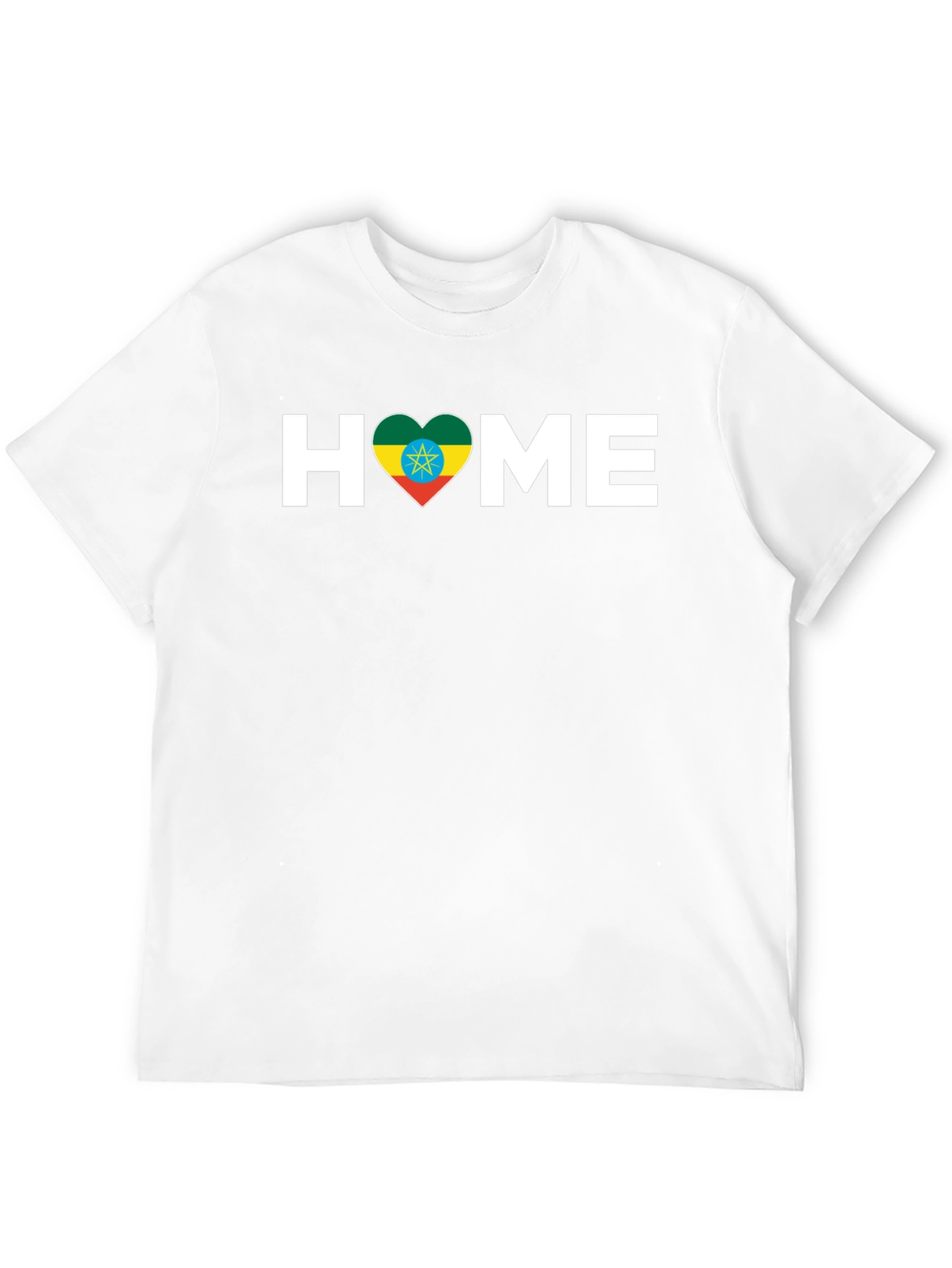 Ethiopian Flag Heart HOME T-Shirt - Black
