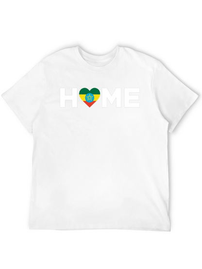 Ethiopian Flag Heart HOME T-Shirt - Black