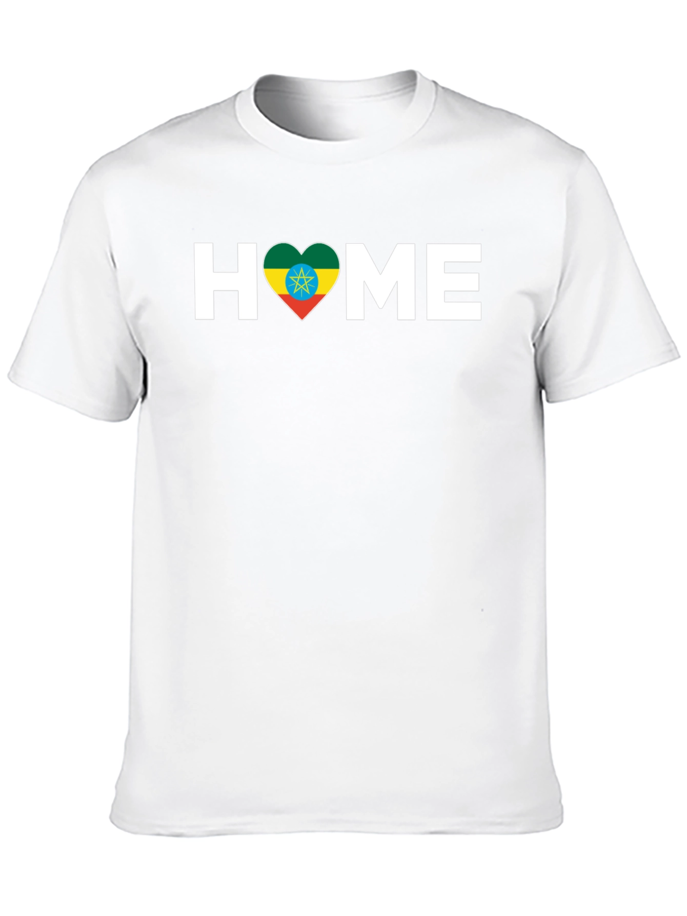 Ethiopian Flag Heart HOME T-Shirt - Black